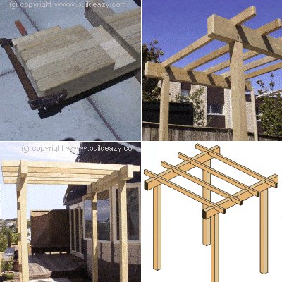 Pergola Arbor Plan : Rafters Being Cut and Placed