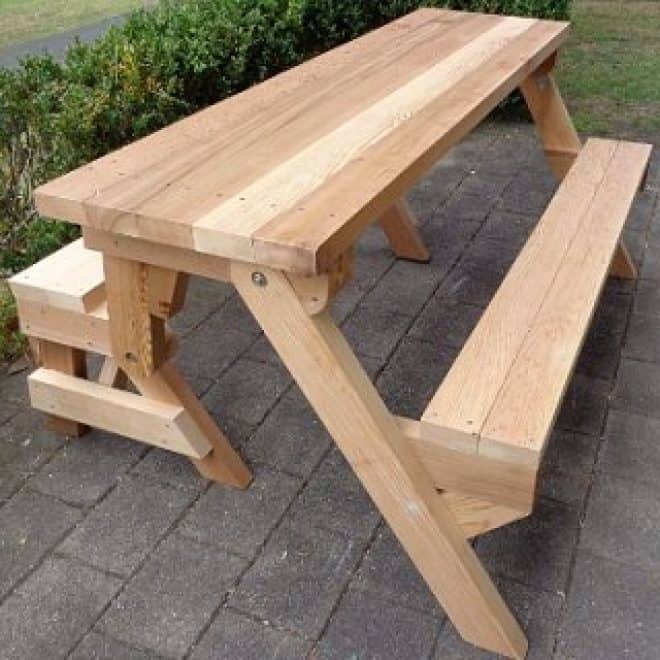 One Piece Folding Picnic Table Out Of, Bench To Picnic Table Plans
