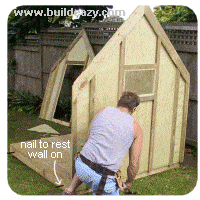 levelling the playhouse floor and standing the walls 2