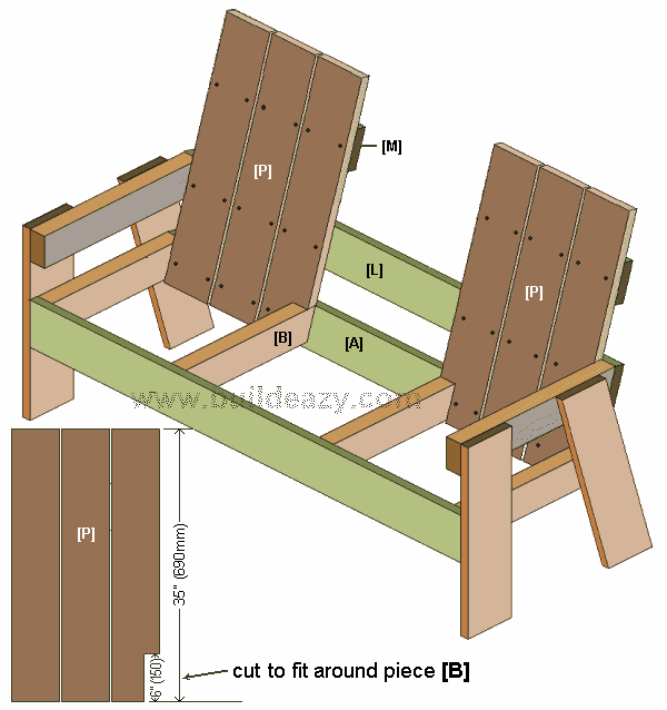 1x6 Bench Seat : Add the Backrest Slats