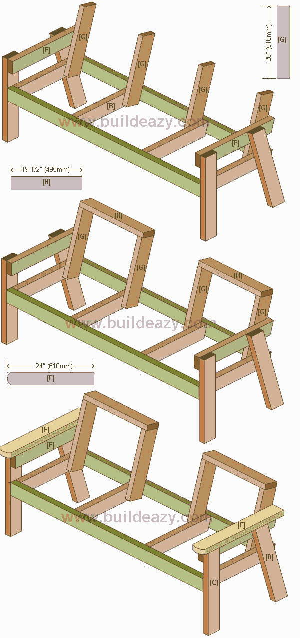 Two Seater Bench Plan : Fitting Back Frame and Armrests