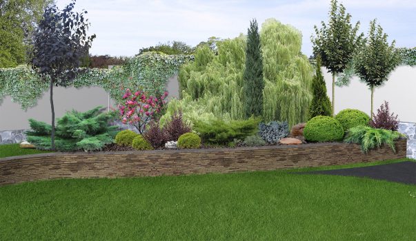 Low garden retaining wall