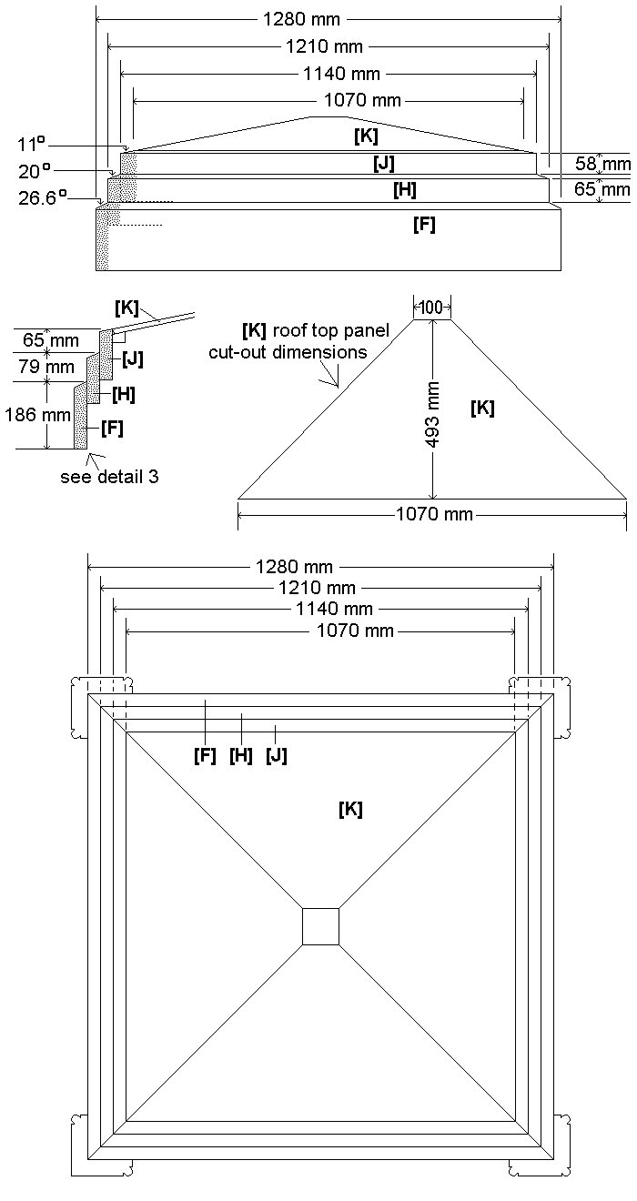 Tardis Plan : top and roof - metric version