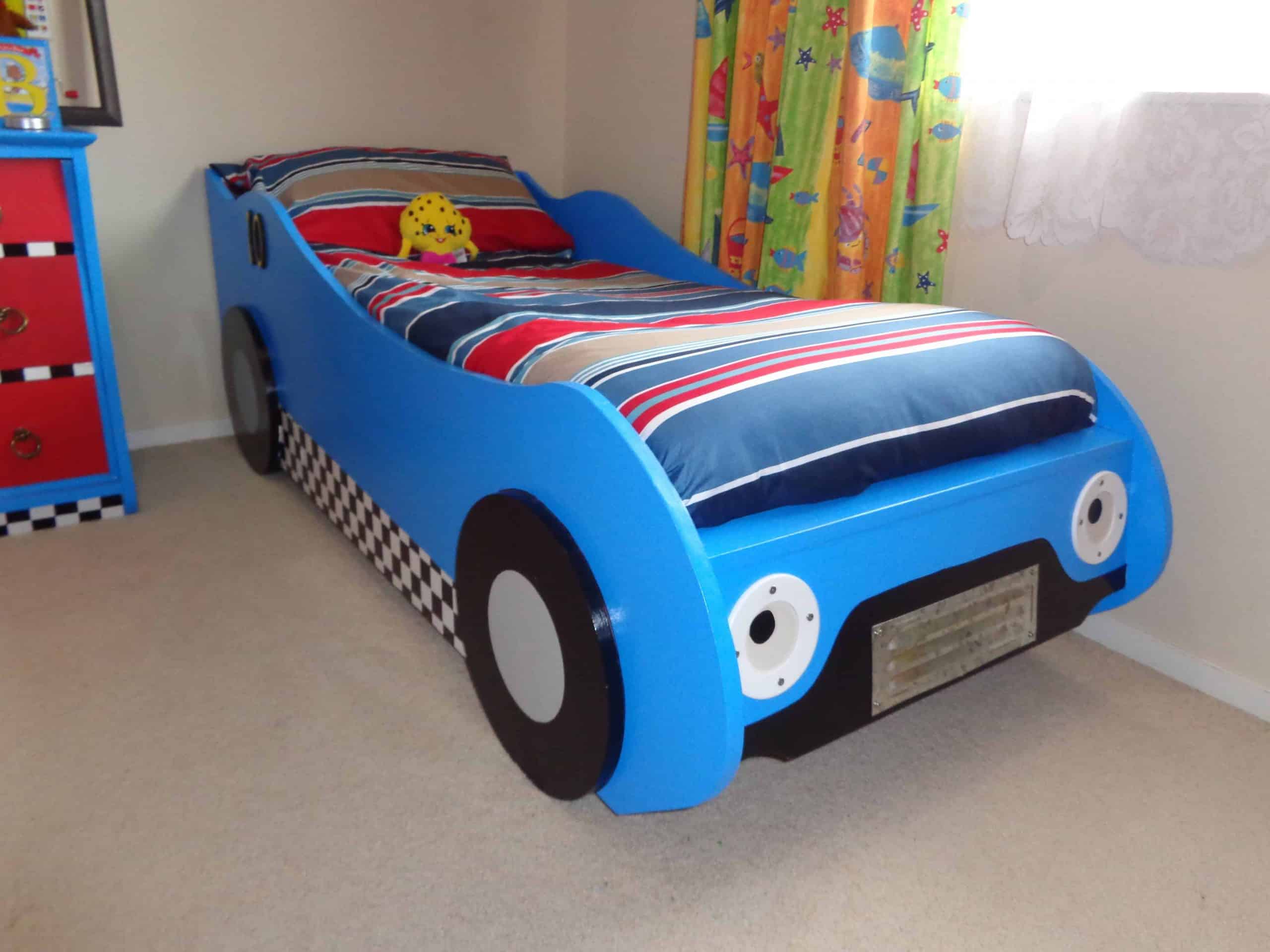 car bed mattress and shelving