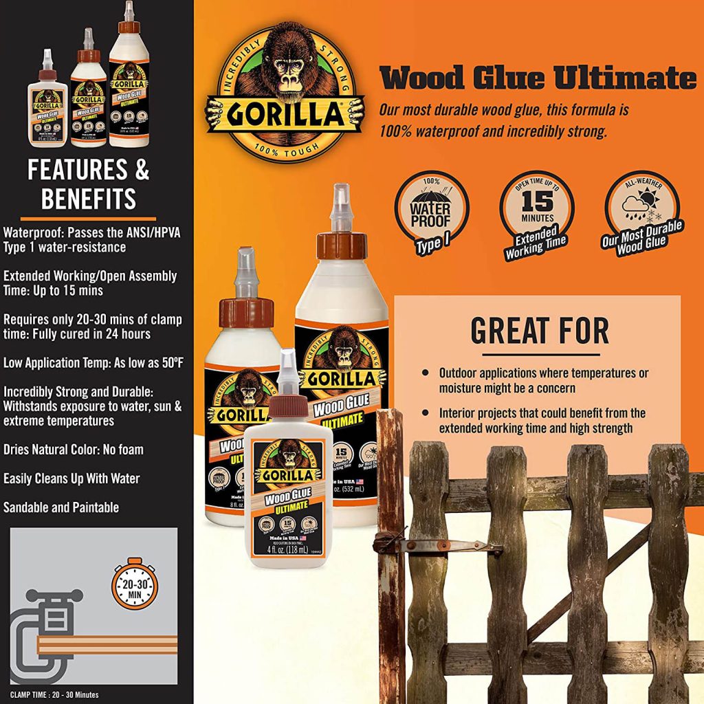 Gorilla Wood Glue Ultimate – Instruction Manual – Drying Time