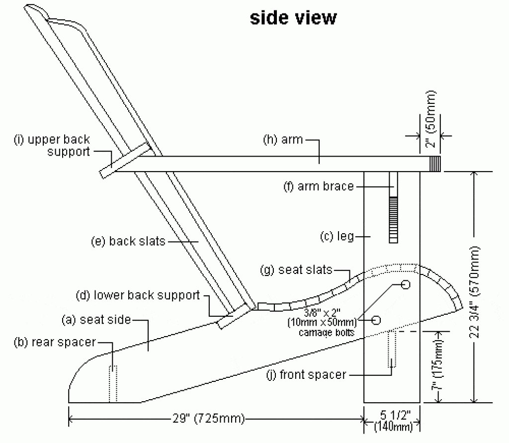 Cape Cod Chair Plan - Side view