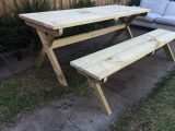 Cross-leg picnic table